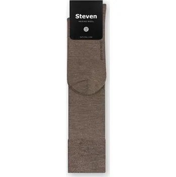 Pánské ponožky Hnědé pánské podkolenky z merino vlny Art.008 KC008, BROWN MELANGE - SEAMLESS Velikost: 41/43