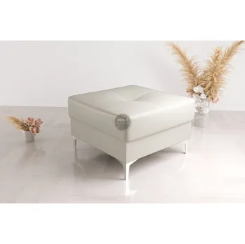 Taburet Taburet ORION TOSCANIA 55x55 cm přírodní kůže - bílá kůže