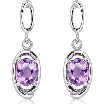 Náušnice Drop S Amethyst - stříbrné náušnice s fialovým ametystem