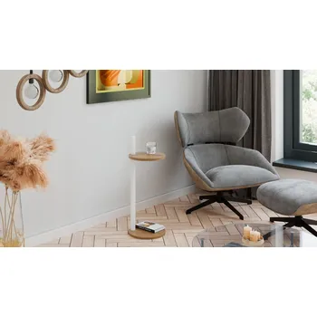 Toaletní stolek Pomocný stolek Claro kulatý průměr 30 cm - různé barvy na výběr - Dub Lancelot, Bílý Mat