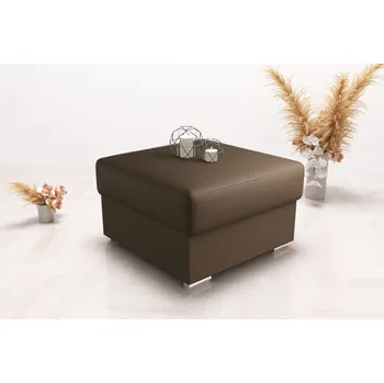 Taburet Kožený taburet s kontejnerem 70 x 70