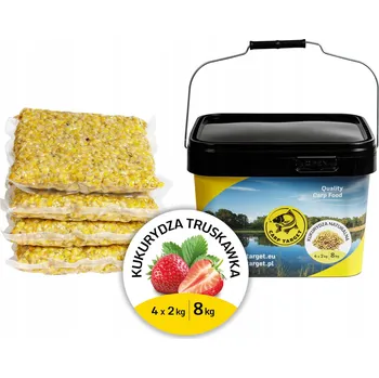 Návnadová surovina Hotové zrno Carp Target Kukuřice Jahoda Návnada 8kg (4x2kg) + Kbelík