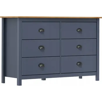 Komoda Komoda Hill z masivního borovicového dřeva, šedá a medově hnědá, 125x40x80 cm