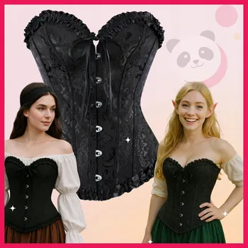 Dámské spodní prádlo Korzet overbust šněrovací stahovací modelující pas gotický cosplay M L