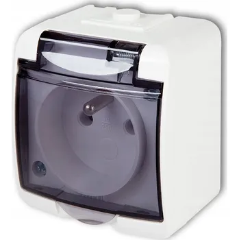 Elektrická zásuvka Karlik Junior zásuvka jednoduchá s uzemněním (kouřová klapka) bílá IP54 GHE-1d