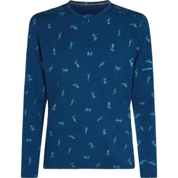 Icebreaker Men's Merino 200 Oasis LS Crewe Snow Day AOP - atlantis/topaz/aop L