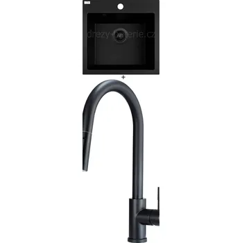 Granitový dřez SET Laveo ALENA černá edice + Deante LIMA N72M černá matná