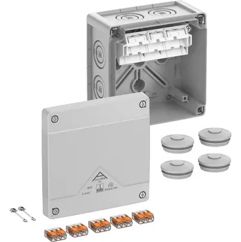 Elektroinstalační krabice Spelsberg Abox PRO SL-42 NEW Krabice na om. se svorkovnicí wago 221-413 5x3x4mm2 šedá 127x127x75mm