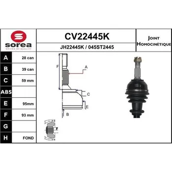 Autodíl Sada kloubů, hnací hřídel EAI CV22445K