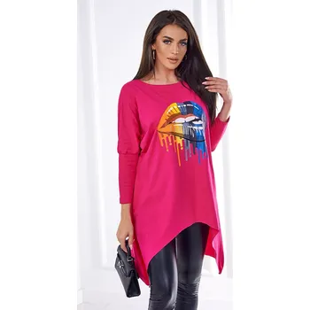 Dámská halenka Kesi Oversize halenka s duhovým potiskem rtů fuchsiová Kesi černá | fuchsiová 3466993