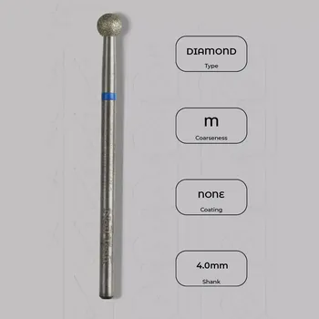 Bruska na nehty Diamantová fréza kulička Ø4.0 mm - střední zrnitost
