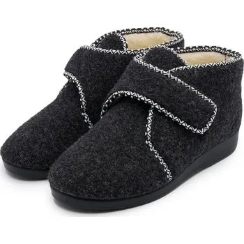 Dámská zimní obuv Vlnka Kotníkové bačkory z vlněného filcu na suchý zip tmavě šedá velikost obuv dospělí 37