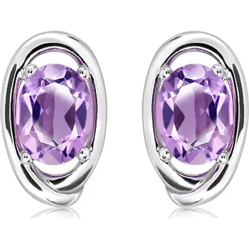 Náušnice Petal S Ametyst - stříbrné náušnice s fialovým ametystem