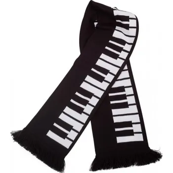 Pletená šála s třásněmi - klaviatura klavíru 135x18 cm
