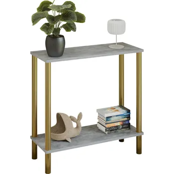 Toaletní stolek Konzole Claro 80x30 cm - různé barvy na výběr - Světlý Beton, Zlatá