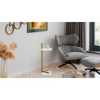 Toaletní stolek Pomocný stolek Claro kulatý průměr 30 cm - různé barvy na výběr - Bílý Mat, Zlatý