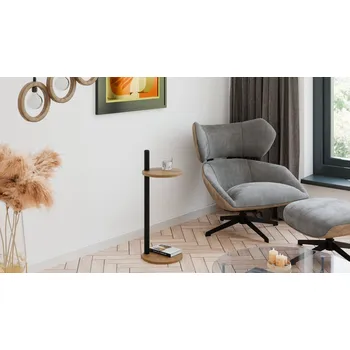 Toaletní stolek Pomocný stolek Claro kulatý průměr 30 cm - různé barvy na výběr - Dub Lancelot, Černý Mat