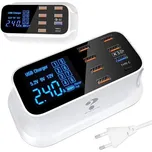 Napáječ, nabíječka, 8x USB QC 3.0 TYP C 40W s displejem