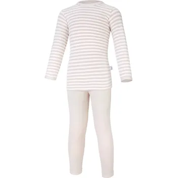Chlapecké pyžamo Little Angel pyžamo DR smyk Outlast® - pruh bílá káva/latte Velikost: 110