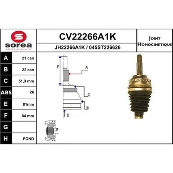 Autodíl Sada kloubů, hnací hřídel EAI CV22266A1K