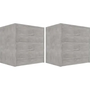 Noční stolek Noční stolek z materiálu na bázi dřeva, betonu šedý, 40x30x40 cm, 2 ks