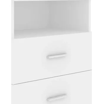 Noční stolek Noční stolek se dvěma zásuvkami a poličkou, bílý, 50 x 32 x 60 cm