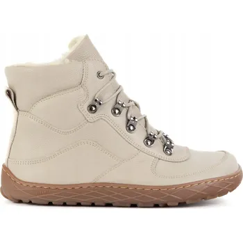 Dámská zimní obuv Dámské minimalistické kožené zimní boty barefoot 1292 béžové 37