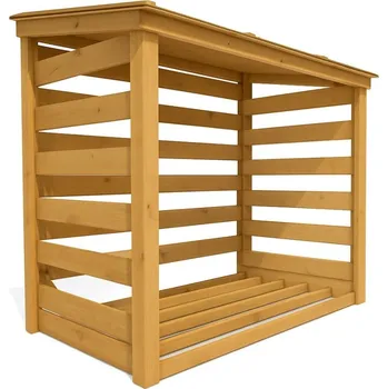 Dřevník Zahradní dřevník Herold 22120 se zadní stěnou a s podlahovým roštem + finální nátěr v odstínu Zlatý dub