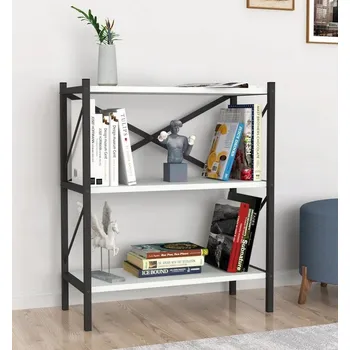 regál VerDesign TRIER 3 regál - knihovna, bílá/černá