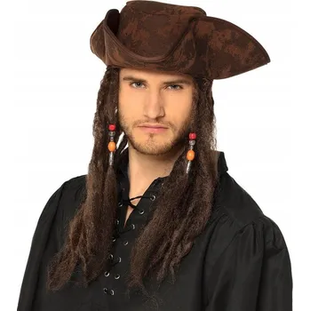 Klobouk Pirátský klobouk s vlasy Boland 81914 hnědý