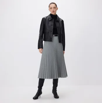 Dámská sukně Reserved - Plisovaná midi sukně s&nbsp;páskem - světle šedá - YT120-09X - YT120-09X-XS