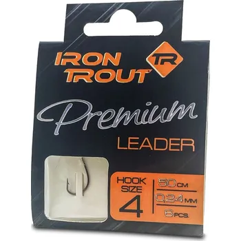 Rybářský háček Iron trout návazec Premium Leader 50 cm/0,24 mm, vel. 4, 6 ks