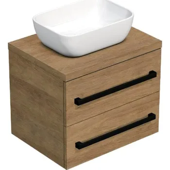 Koupelnový nábytek SAT Koupelnová skříňka s černou úchytkou a krycí deskou SAT Cube Way 60x47,5x46 cm dub Hickory mat CUBE46C1603DH45 CUBE46C1603DH45