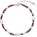 Stříbrný náramek s perlami a granáty 13113.3