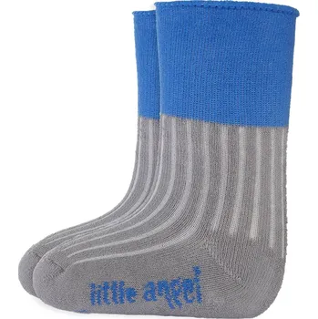 Little Angel Ponožky froté Outlast® - tm.šedá/modrá Velikost: 10-14 | 7-9 cm