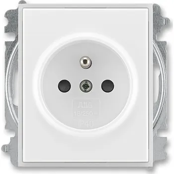 Elektrická zásuvka ABB 6619E-A06357 01 Time®, Element® Zásuvka jednonásobná s ochranným kolíkem, s clonkami, bílá / ledová bílá