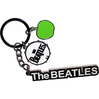 The Beatles Text Logo Drop T Drum & Apple Charms Klíčenka
