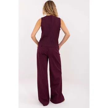 Bordový komplet s vestou RUE PARIS tmavě červená 3468676