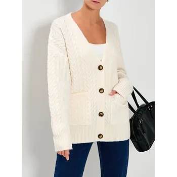 Dámský svetr Sinsay - Propínací svetr na knoflíky - krémová - 284GT-01X - 284GT-01X-L