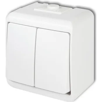 vypínač Dvojitý nástěnný vypínač svítidel IP54, bílý, Karlik Junior