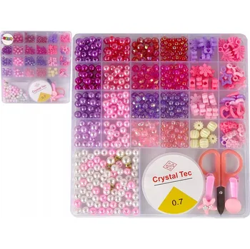 Dětské navlékací korálky SADA NA VÝROBU NÁRAMKŮ KORÁLKY DIY XXL