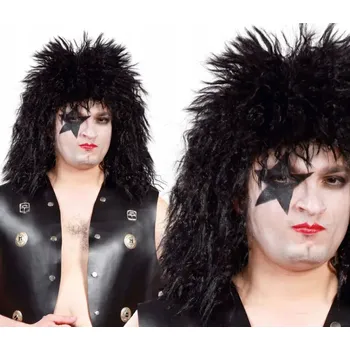 Karnevalový kostým Guirca paruka polodlouhé černé kudrnaté vlasy