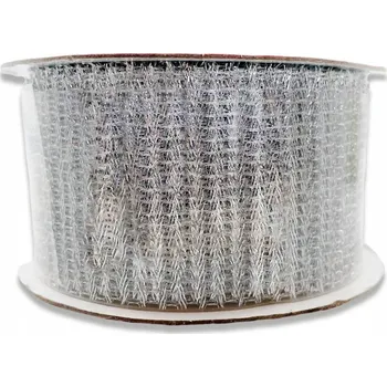 Stuha Ozdobná stuha na dárky 38mm x 3m Stříbrná síťka na mašle a dekorace