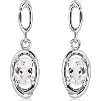 Náušnice Drop White Topaz - stříbrné náušnice s bílým topazem
