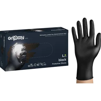 Pracovní rukavice Rukavice PF černé nitrilové s vroubky - 50ks velikost: XL