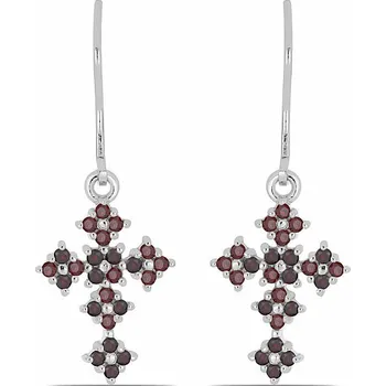 Drahý kámen Náušnice stříbrné s broušenými granáty Ag 925 042031 GT 1,8 cm, 3,5 g