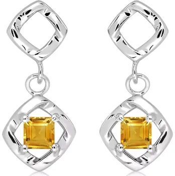 Náušnice Womb Golden Citrine - stříbrné náušnice s citrínem