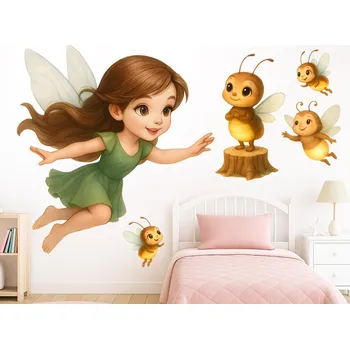 Samolepící dekorace Víla a světlušky samolepky na zeď arch 100 x 100 cm