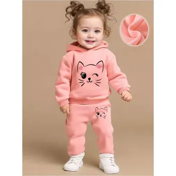 Kojenecká souprava Dívčí kojenecká souprava - Kočička (mikina + tepláčky) Barva: Růžová (TAX870B), Velikost: 9-12 měsíců