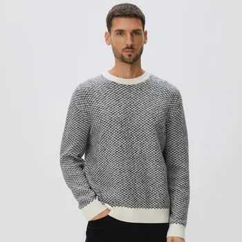 Pánský svetr Reserved - Vzorovaný svetr - bílá - 073FR-00P - 073FR-00P-M